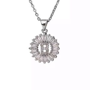Silver Initial Crystal Pendant Necklace A-Z